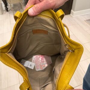 Yellow Leather Tote Bag